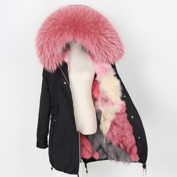 luxuriant pink raccoon fur trim maomaokong pink white grey fox fur lined army green canvas long parka women fox furs jackets, Black
luxuriant pink raccoon fur trim maomaokong pink white grey fox fur lined army green canvas long parka women fox furs jackets, Black