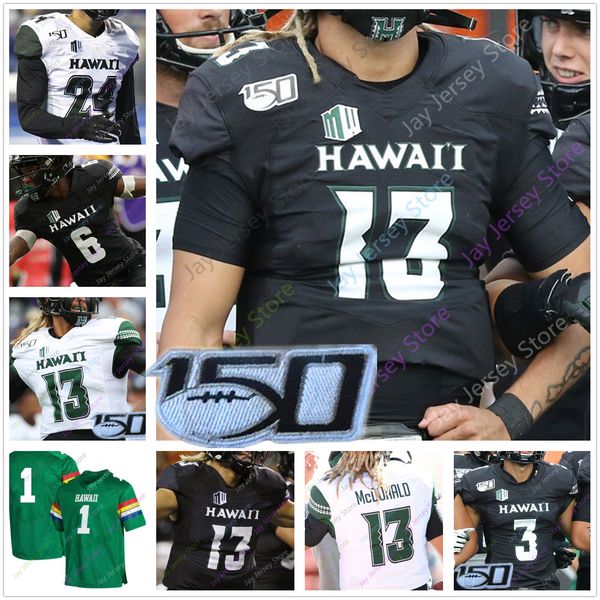 custom hawai'i hawaii football jersey college 3 jason-matthew sharsh 10 melquise stovall 96 kaimana padello, Black;red