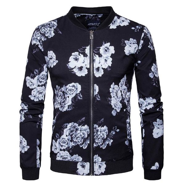 slim luxury print jackets zip stand neck white flower print brand coats spring and autumn men's designer black jackets, Black;brown
slim luxury print jackets zip stand neck white flower print brand coats spring and autumn men's designer black jackets, Black;brown