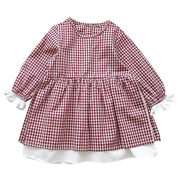 children autumn girls cute cartoon plaid print round collar temperament long sleeve sweet princess dress, Red;yellow
children autumn girls cute cartoon plaid print round collar temperament long sleeve sweet princess dress, Red;yellow