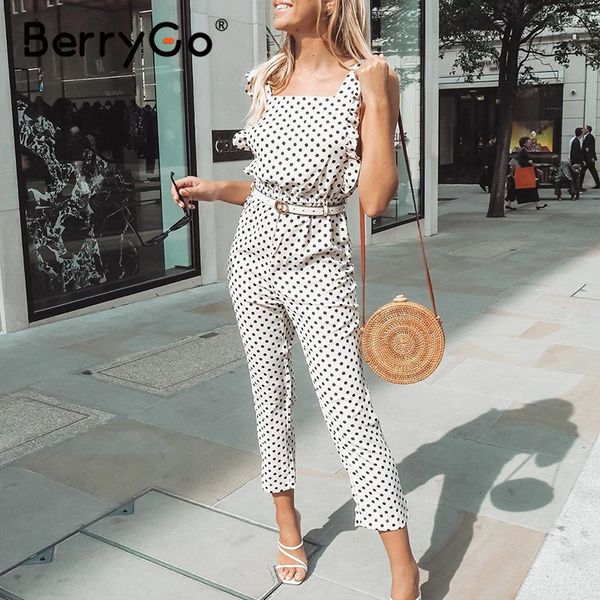 berrygo polka dot ruffles summer 2020 beach jumpsuits women sleeveless beach white chiffon jumpsuit rompers casual romper, Black;white
berrygo polka dot ruffles summer 2020 beach jumpsuits women sleeveless beach white chiffon jumpsuit rompers casual romper, Black;white
