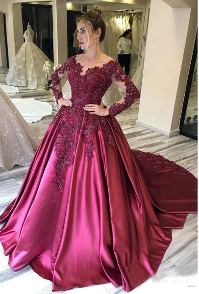 2020 new burgundy satin long sleeve v neck elegant evening gowns lace applique beaded vestidos de noche evening dresses long, Black;red
2020 new burgundy satin long sleeve v neck elegant evening gowns lace applique beaded vestidos de noche evening dresses long, Black;red