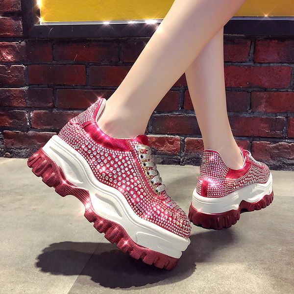 women fashion sneakers women 2019 luxury rhinestone bling thick bottom lace up shoes platform shoes ladies causal, Black
women fashion sneakers women 2019 luxury rhinestone bling thick bottom lace up shoes platform shoes ladies causal, Black