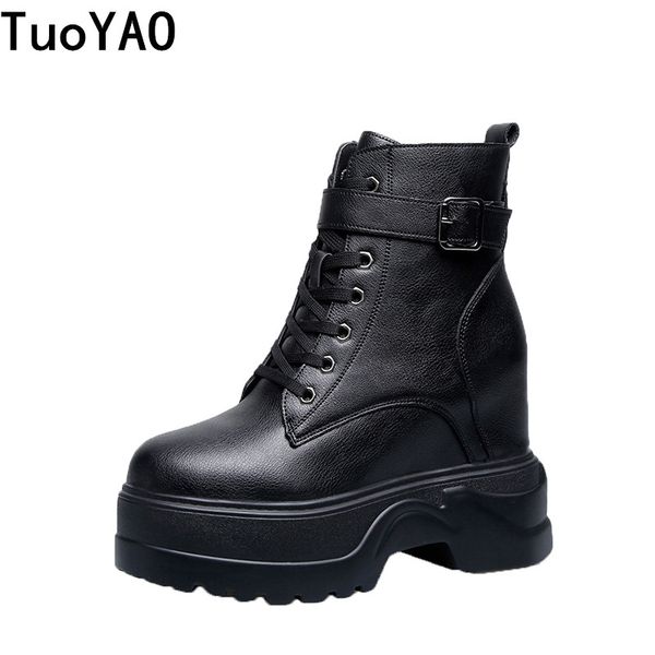 new autumn leather ankle boots 9cm wedge heels platform sneakers winter thick sole motorcycle boots high shoes woman, Black
new autumn leather ankle boots 9cm wedge heels platform sneakers winter thick sole motorcycle boots high shoes woman, Black
