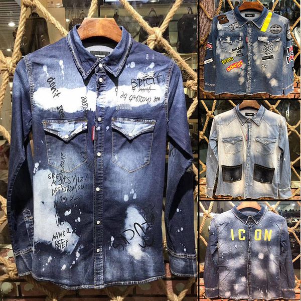 2018 men new fa hion de igner denim men hirt ca ual treet wear men long leeved men denim hirt xc, White;black
2018 men new fa hion de igner denim men hirt ca ual treet wear men long leeved men denim hirt xc, White;black