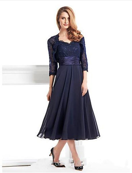 2019 new tea-length 3/4 length sleeve chiffon lace with lace a-line mother of the bride dress vestidos de novia, Black;red
2019 new tea-length 3/4 length sleeve chiffon lace with lace a-line mother of the bride dress vestidos de novia, Black;red