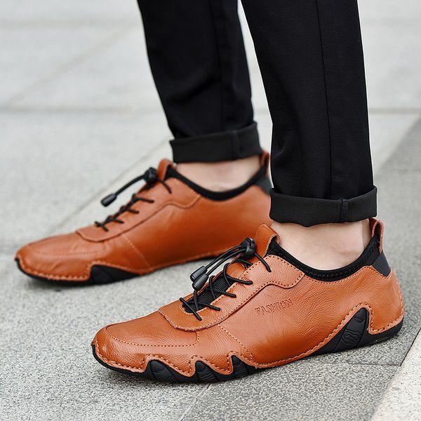 genuine leather men casual shoes classic leather male loafers soft driving shoes men's lace-up loafers male footwear hc-502, Black
genuine leather men casual shoes classic leather male loafers soft driving shoes men's lace-up loafers male footwear hc-502, Black