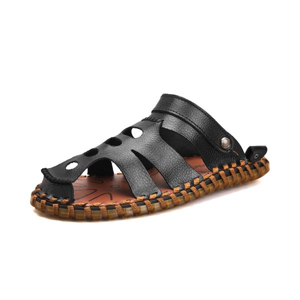 men's summer sandals 2019 casual beach shoes wear leather clip casual shoes trend baotou slippers, Black
men's summer sandals 2019 casual beach shoes wear leather clip casual shoes trend baotou slippers, Black