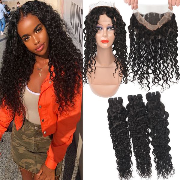 9a brazilian virgin hair 360 lace frontal with 3bundles water deep loose wave human hair wefts bundles with pre plucked 360 frontal closure, Black
9a brazilian virgin hair 360 lace frontal with 3bundles water deep loose wave human hair wefts bundles with pre plucked 360 frontal closure, Black