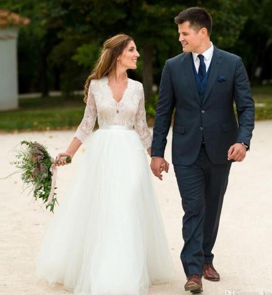 a-line lace garden wedding dresses 2020 new design sweep train 3/4 long sleeve vintage tulle bridal gowns vestidos de novia w1031, White
a-line lace garden wedding dresses 2020 new design sweep train 3/4 long sleeve vintage tulle bridal gowns vestidos de novia w1031, White