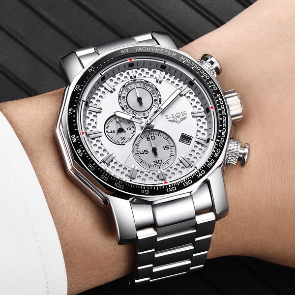 lige fashion sports watch men full steel waterproof chronograph quartz mens watches clock relogio masculino+box, Slivery;brown
lige fashion sports watch men full steel waterproof chronograph quartz mens watches clock relogio masculino+box, Slivery;brown
