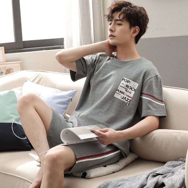pajamas men's simple casual cotton short sleeves can be worn outside home clothes, Black;brown
pajamas men's simple casual cotton short sleeves can be worn outside home clothes, Black;brown