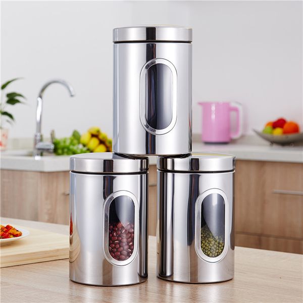 stainless steel storage tank visible glass sealed jar multi-functional grain tank moisture-proof kitchen supplies storage tools
stainless steel storage tank visible glass sealed jar multi-functional grain tank moisture-proof kitchen supplies storage tools