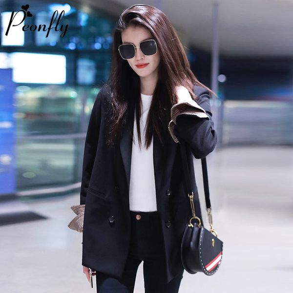 peonfly casual double breasted women jackets notched new 2020 spring women blazer jacket female outerwear elegant ladies coat, White;black
peonfly casual double breasted women jackets notched new 2020 spring women blazer jacket female outerwear elegant ladies coat, White;black