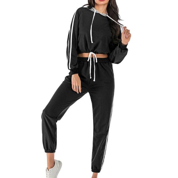 ladies solid tracksuit women set pants 2pcs women long sleeve hooded striped print short sweatshirt trouser pants sets#y15, White;black
ladies solid tracksuit women set pants 2pcs women long sleeve hooded striped print short sweatshirt trouser pants sets#y15, White;black