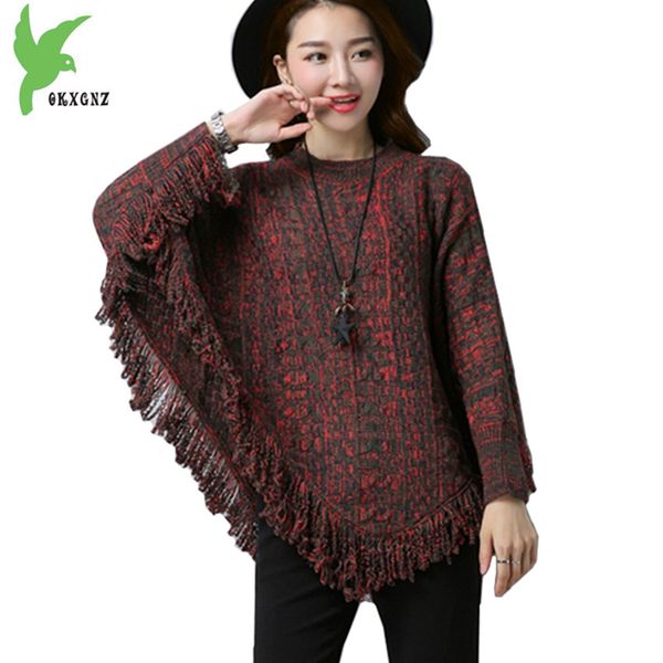 women autumn winter knit sweater cloak cape coats fashion thicker sweater pullover plus size bat sleeves tassel capes okxgnz 123, Black
women autumn winter knit sweater cloak cape coats fashion thicker sweater pullover plus size bat sleeves tassel capes okxgnz 123, Black