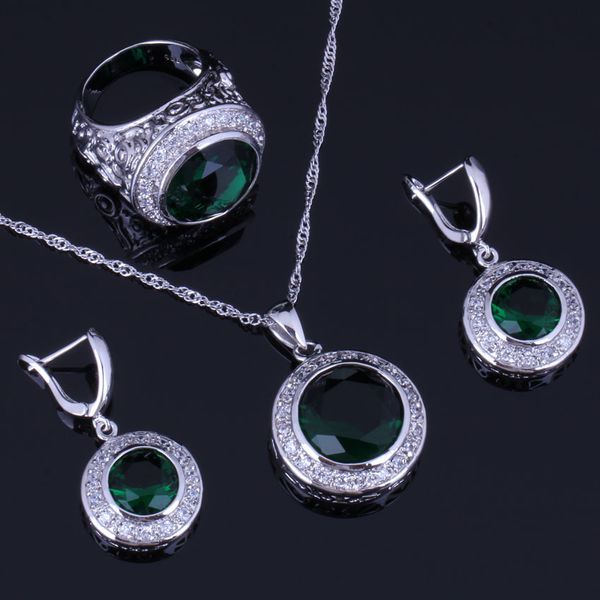 excellent round green cubic zirconia white cz 925 sterling silver jewelry sets for women earrings pendant chain ring v0988
excellent round green cubic zirconia white cz 925 sterling silver jewelry sets for women earrings pendant chain ring v0988