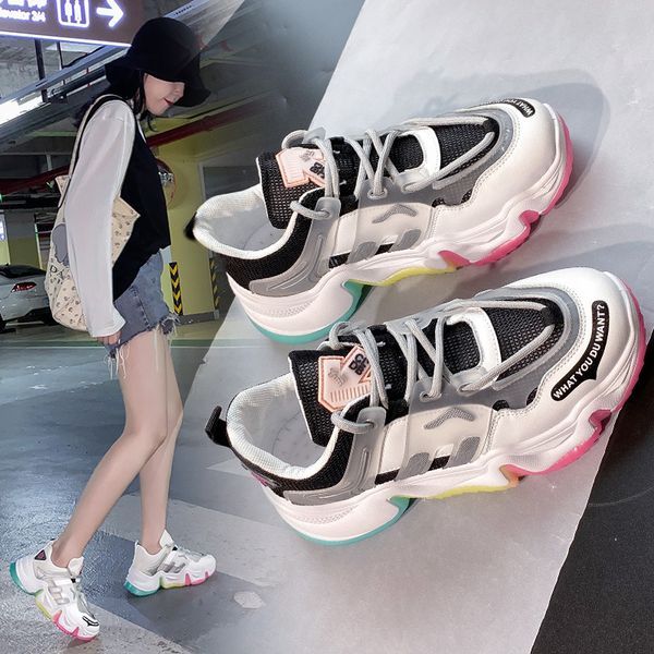 rainbow color platform shoes woman new summer air mesh mixed color flats female muffins trendy old dad elevator sneakers shoes, Black
rainbow color platform shoes woman new summer air mesh mixed color flats female muffins trendy old dad elevator sneakers shoes, Black
