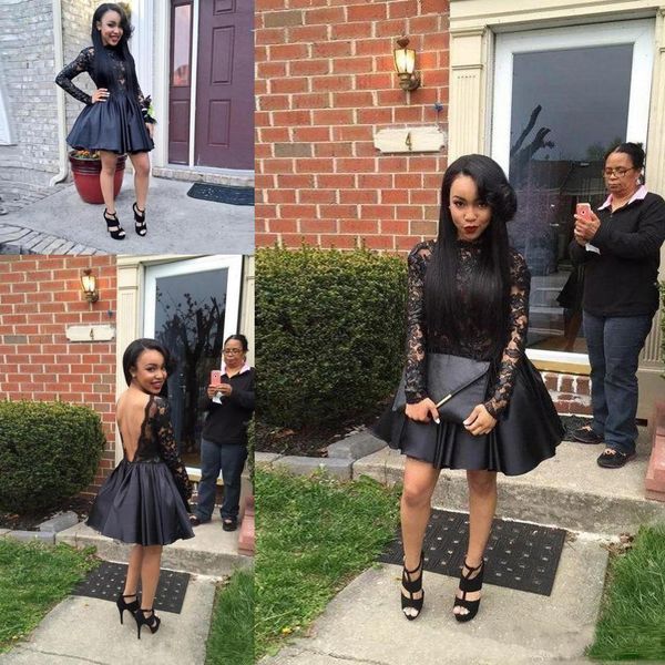 black lace open back prom dresses 2019 long sleeve short homecoming party dresses formal cocktail evening gowns custom made, Blue;pink
black lace open back prom dresses 2019 long sleeve short homecoming party dresses formal cocktail evening gowns custom made, Blue;pink