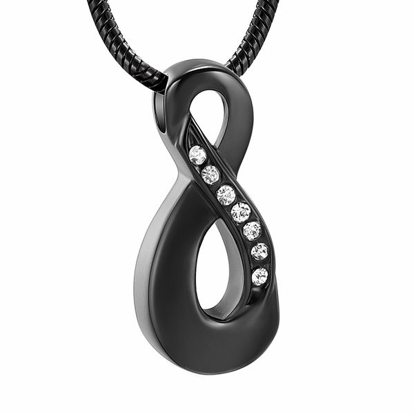 ijd11534 clear stones inlay black infinity necklace hold human ashes keepsake urn casket locket cremation jewelry with funnel and box, Silver
ijd11534 clear stones inlay black infinity necklace hold human ashes keepsake urn casket locket cremation jewelry with funnel and box, Silver