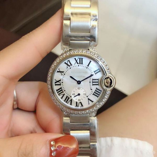 women watch 36mm ballon quartz watch steel band swiss quartz movement women v6 white wristwatches, Slivery;brown
women watch 36mm ballon quartz watch steel band swiss quartz movement women v6 white wristwatches, Slivery;brown