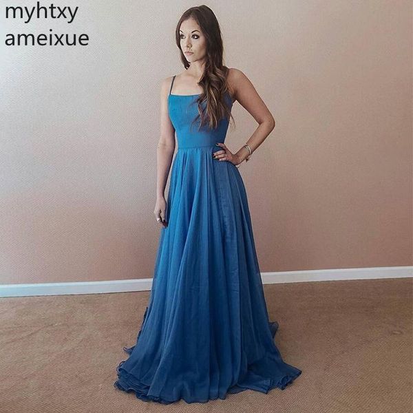 2019 new blue custom chiffon event prom dresses spaghetti straps a-line vestidos de formal sweep train women party lace up back, White;black
2019 new blue custom chiffon event prom dresses spaghetti straps a-line vestidos de formal sweep train women party lace up back, White;black