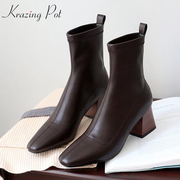 krazing pot 2019 microfiber leather shoes high heels slip on winter dailywear gladiator square toe stretch mid-calf boots l43, Black
krazing pot 2019 microfiber leather shoes high heels slip on winter dailywear gladiator square toe stretch mid-calf boots l43, Black