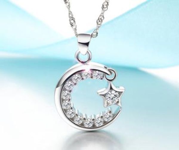 925 sterling silver original korean creative star moon micro-inlaid hollow pendant necklace accessories
925 sterling silver original korean creative star moon micro-inlaid hollow pendant necklace accessories