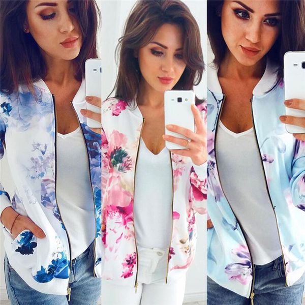 women spring autumn basic coats long sleeve fashion casual slim fit flower floral print zipper baseball women jacket mujer, Black;brown
women spring autumn basic coats long sleeve fashion casual slim fit flower floral print zipper baseball women jacket mujer, Black;brown