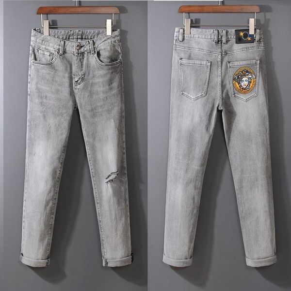 2020 fashion high street motorcycle jeans men tide foreign trade light wash washed old holes mens slim fit jeans fear of god, Blue
2020 fashion high street motorcycle jeans men tide foreign trade light wash washed old holes mens slim fit jeans fear of god, Blue