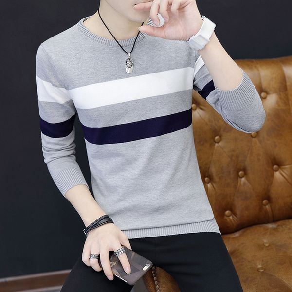 circular neck sweater in spring and autumn, slim sweater in men's slim style, White;black
circular neck sweater in spring and autumn, slim sweater in men's slim style, White;black