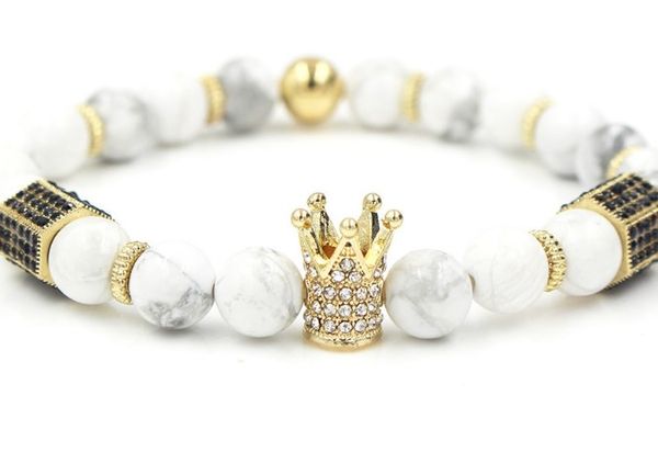 8mm cg535 gold silver copper crown white howlite micro pave cz zircon cubic zirconia bracelet yoga reiki chakra healing balance, Black
8mm cg535 gold silver copper crown white howlite micro pave cz zircon cubic zirconia bracelet yoga reiki chakra healing balance, Black