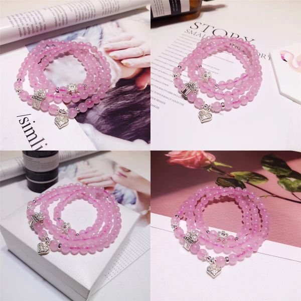 925 natural powder bracelet woman fund silver heart shape pendant powder crystal hand on circle multi-storey bracelet mala, Black
925 natural powder bracelet woman fund silver heart shape pendant powder crystal hand on circle multi-storey bracelet mala, Black