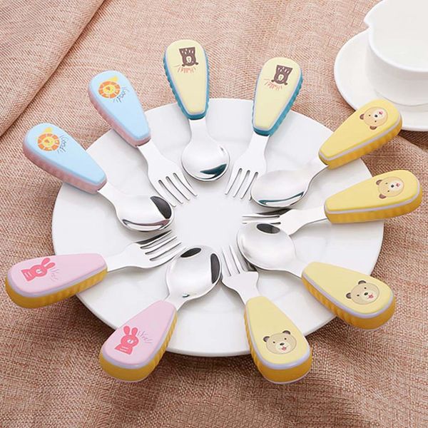 2pcs kids cartoon tableware set for babies practise spoon and fork, stainless steel cutlery sets with non-slip silicone handle
2pcs kids cartoon tableware set for babies practise spoon and fork, stainless steel cutlery sets with non-slip silicone handle