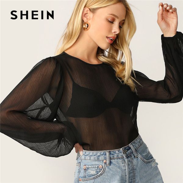 shein lantern sleeve sheer ladies without bra black round neck long sleeve summer blouse womens and blouses, White
shein lantern sleeve sheer ladies without bra black round neck long sleeve summer blouse womens and blouses, White