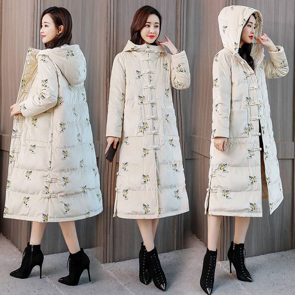 women winter jacket warm long winter parkas cotton padded jacket female vintage embroidery gold velvet thick coats hk254, Black
women winter jacket warm long winter parkas cotton padded jacket female vintage embroidery gold velvet thick coats hk254, Black