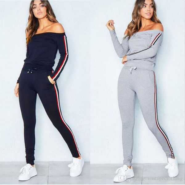 women's tracksuits women sport wear off shoulder suit hoodies sweatshirts with pants jogging sportswear 2pcs sets, Gray
women's tracksuits women sport wear off shoulder suit hoodies sweatshirts with pants jogging sportswear 2pcs sets, Gray