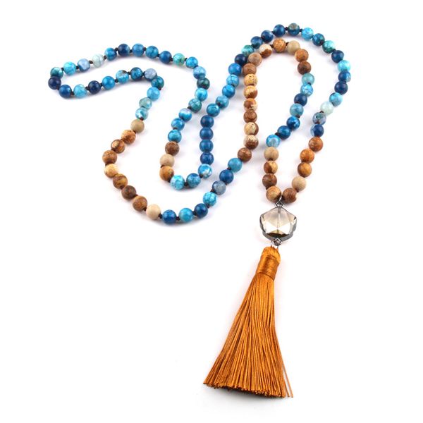 new 108 beads mala natural stone knotted crystal link thread tassel charm pendant necklace women meditation yoga necklace, Silver
new 108 beads mala natural stone knotted crystal link thread tassel charm pendant necklace women meditation yoga necklace, Silver