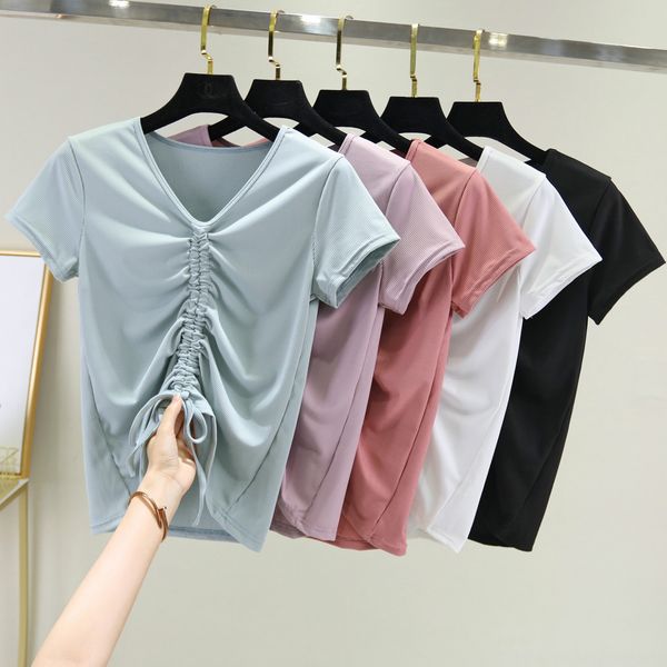 2020 ice шелковый т- молнии молнии с короткими рукавами рубашки база все соответствует сплошной цвет верхней v-образным вырезом шнурком скла, White
2020 ice шелковый т- молнии молнии с короткими рукавами рубашки база все соответствует сплошной цвет верхней v-образным вырезом шнурком скла, White