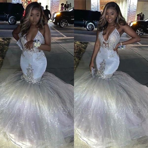 glitter silver v neck mermaid prom dresses spaghetti sleeveless african long puffy formal evening gowns graduation party dress bc3420, Black
glitter silver v neck mermaid prom dresses spaghetti sleeveless african long puffy formal evening gowns graduation party dress bc3420, Black
