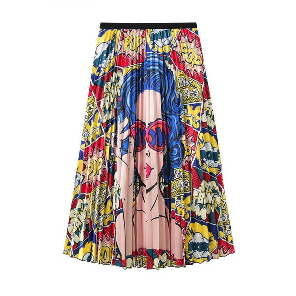 2019 cartoon print women summer skirt high waist fashion women long skirt saias femme colorful a-line pleated streetwear, Black
2019 cartoon print women summer skirt high waist fashion women long skirt saias femme colorful a-line pleated streetwear, Black