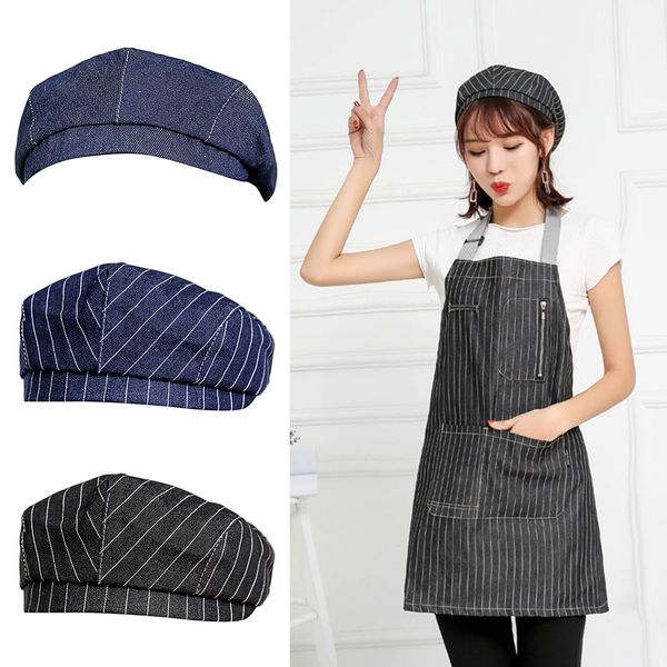 stripes denim beret cool chef hat cooker cap waiter baker cater head wrap, Blue;gray
stripes denim beret cool chef hat cooker cap waiter baker cater head wrap, Blue;gray