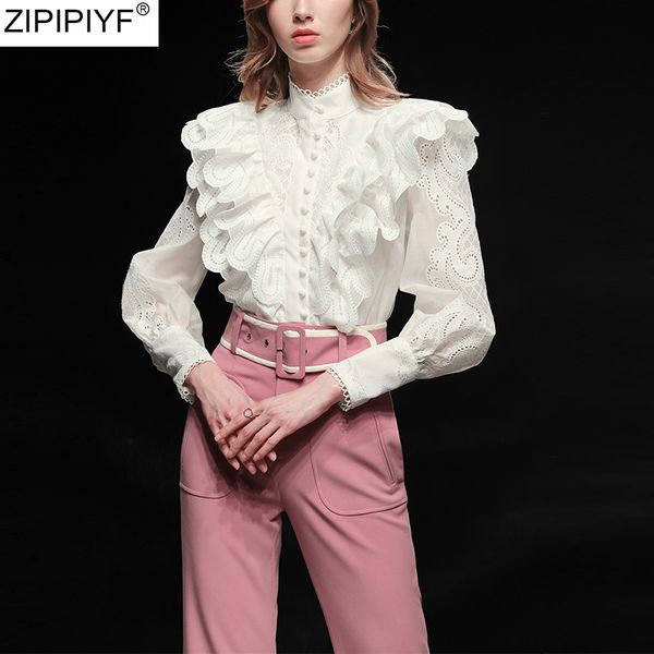 2020 spring new arrival elegant strand collar long sleeve lace shirt fashion women ruffle blouse, White
2020 spring new arrival elegant strand collar long sleeve lace shirt fashion women ruffle blouse, White