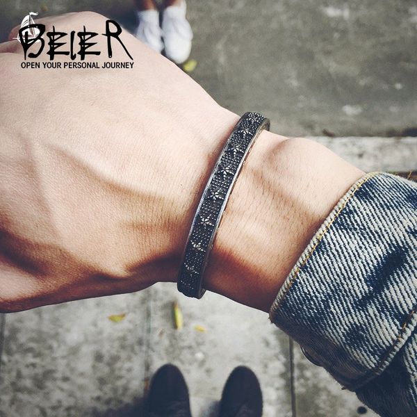 beier 316l stainless steel toucan retro five piece star titanium steel bracelet individual men men open fashion bracelet c011, Black
beier 316l stainless steel toucan retro five piece star titanium steel bracelet individual men men open fashion bracelet c011, Black