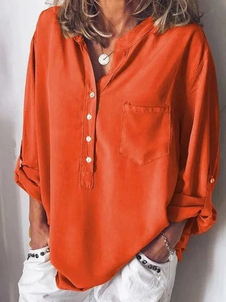women autumn fashion concise blouse casual all-match solid color long sleeve v-collar loose chiffon blusa hc, White
women autumn fashion concise blouse casual all-match solid color long sleeve v-collar loose chiffon blusa hc, White