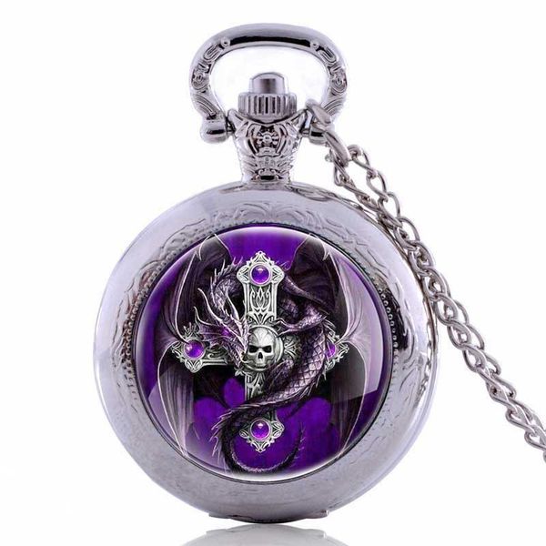 vintage cross skull dragon pocket watch quartz pendant antique necklace chain, Slivery;golden
vintage cross skull dragon pocket watch quartz pendant antique necklace chain, Slivery;golden