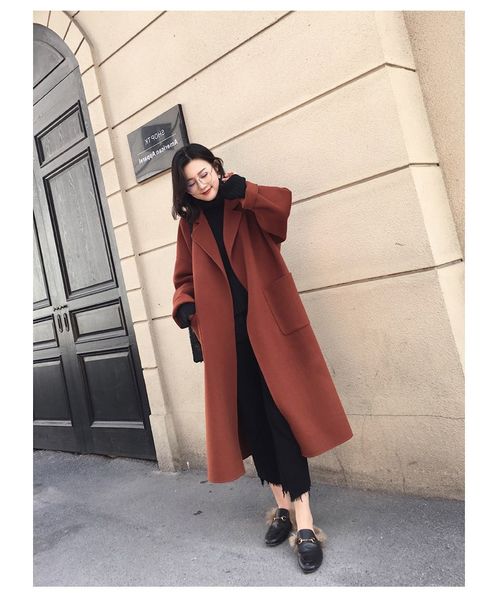 2019 new warm woolen coat autumn and winter new coat temperament loose outwear fashion women's retro lapel long belt, Black
2019 new warm woolen coat autumn and winter new coat temperament loose outwear fashion women's retro lapel long belt, Black