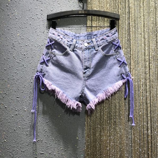 european personality strap purple jeans shorts female summer pants new high waist ripped burr hole slimming shorts pants, Blue
european personality strap purple jeans shorts female summer pants new high waist ripped burr hole slimming shorts pants, Blue