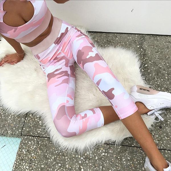 new pink camouflage print women two pieces suit hollow out crop tank and fitness elastic hight waist leggings, Gray
new pink camouflage print women two pieces suit hollow out crop tank and fitness elastic hight waist leggings, Gray
