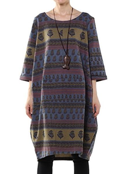 mordenmiss women's ethnic elbow sleeve knee high baggy dress loose pullover, Black;gray
mordenmiss women's ethnic elbow sleeve knee high baggy dress loose pullover, Black;gray